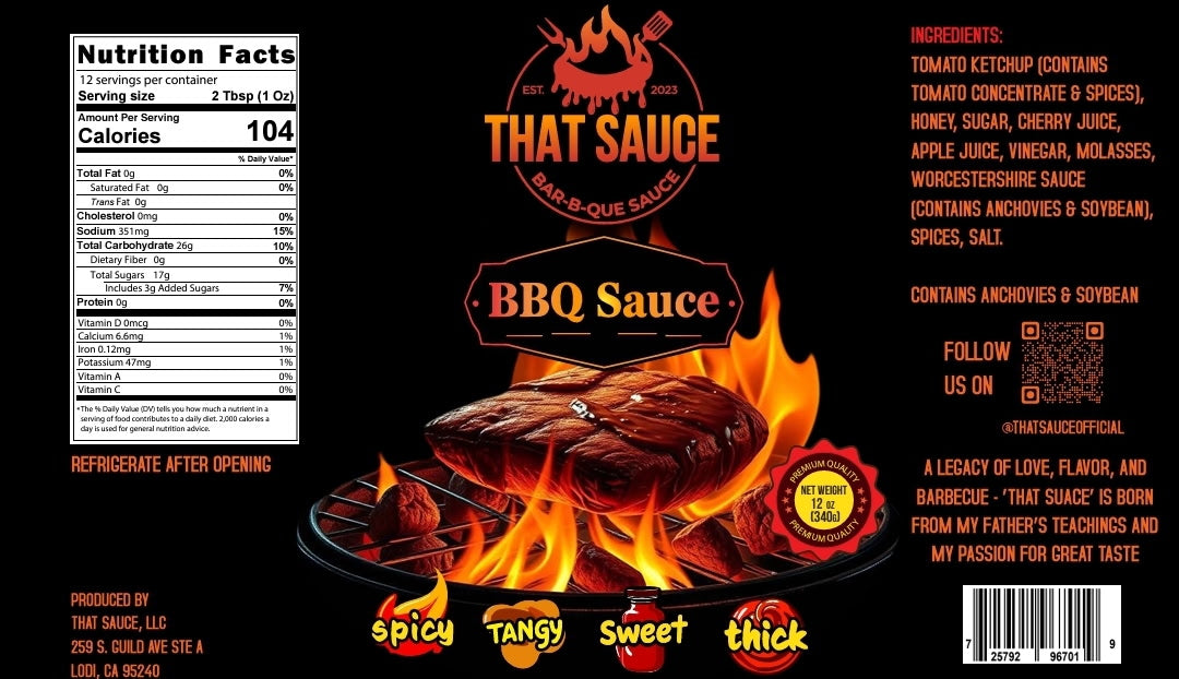 That Sauce Bar-B-Que Sauce, Spicy, 12.0 oz